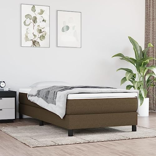 Festnight Boxspringbett mit Matratze 90x200 Polsterbett Einzelbett Stoff Bett ohne Kopfteil Bettgestell mit Lattenroste Bettrahmen Boxspringbetten Schlafzimmer Dunkelbraun