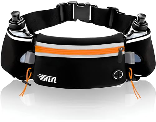 Laufgürtel Running Hydratation Running Belt, Bananentasche Flaschenhalter, wasserdichte und reflektierende Flasche für Trail Jogging Footing Wandern Radfahren, Geschenk Mann Frau (ORANGE)