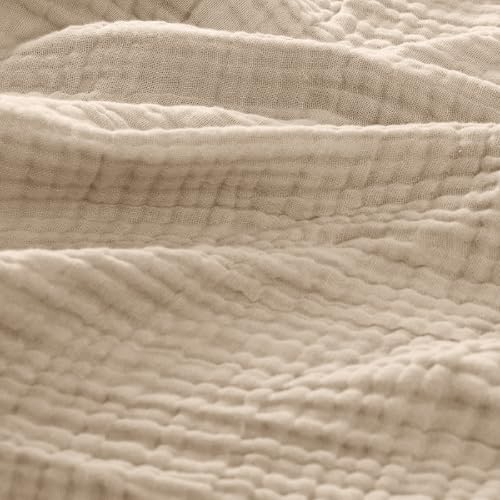 100% Cotton Muslin Blanket Large 50x 70, Breathable and Lightweight Cotton Throw Blanket for Bed and Couch, Soft Cooling Summer Gauze Blanket for Adults All Season, Linen Brown