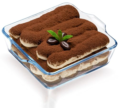 WPPQWP Casseruola per Lasagne in Vetro, Casseruola Piccola, Casseruola Trasparente per Friggitrice ad Aria Calda, Forno, Microonde, 15 x 13 x 4 cm