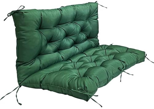 Homesally Cuscino per Panca da Giardino, Cuscini Dondolo 2/3 Posti Impermeabile, Cuscino per Dondolo da Giardino con Schienale, Cuscini da Esterno per Sedia Veranda,Dark Green,100x100x10cm