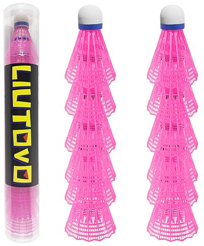 LIUTOVO 12 Packs Nylon Badminton Shuttlecocks Birdies Nylon Feather Shuttlecocks Badminton Birdies Great Stability ＆ Durability Indoor Outdoor Sports Hight Speed Training (Pink)