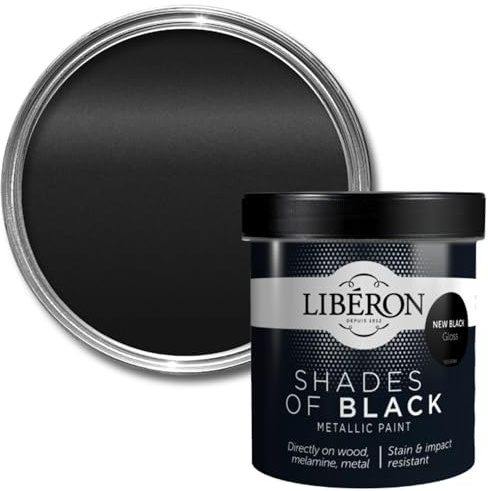 Libéron Shades Of Black Metallic Paint - Iridescent Finish - No Undercoat - Washable - High Coverage - New Black Gloss 500ml