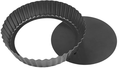 Molde para quiche, 28 cm, extraalto, para quiche, con base elevadora, de acero al carbono, forma de quiche con base elevadora, molde para tartaletas con base elevadora, molde antiadherente para quiche