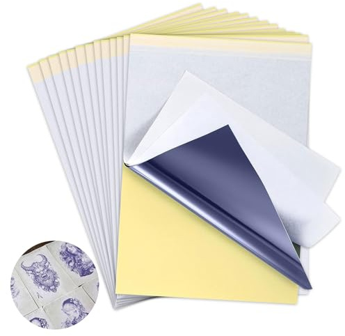 55 Sheets Tattoo Transfer Paper, 4 Layers Tattoo Stencil Paper, A4 Sizes Tattoo Thermal Stencil Transfer Paper for Tattooing Transfer Kit, Tattoo Supplies, Carbon Tracing Sheets
