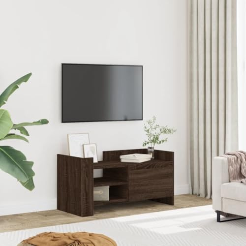 KTHLBRH Mueble de TV marrón efecto roble mesa consola con cajones mesa de televisión HiFi Rack aparador tv 80 x 35 x 40 cm madera
