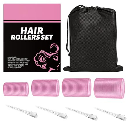 Set De Bigoudis - Bigoudis Auto-Agriffants | se En Plis Sans Chaleur Avec Barrettes Pour Femmes Cheveux Épais Fins Longs -Longs Volume Frange Voyage - Accessoire Coiffure