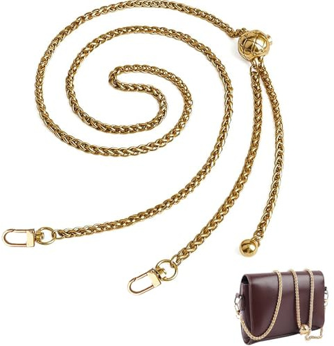SSyang Reemplazo Cadena Bolso, 120cm,DIY Bolsa de Repuesto Cadena, Correa de Hombro, Metal Plana,para Mano Cruzado(Oro Dorado)