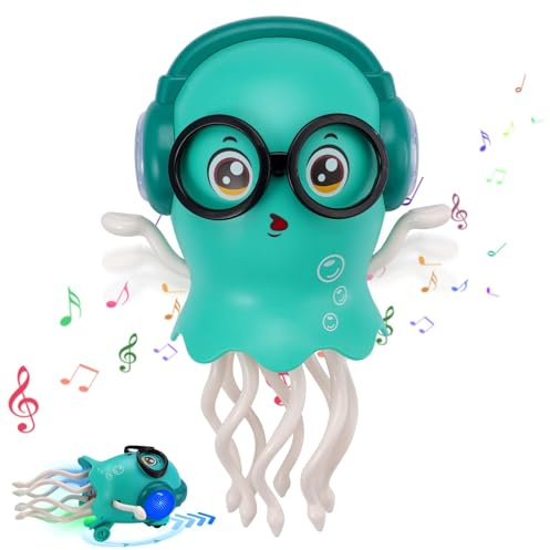 uksunvi Méduse dansante pour bébé - Jouet électrique - Jouet d'éveil - Jouet Musical avec lumières LED (Vert)