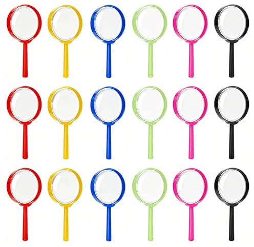 Lot de 18 loupes pour enfants - En plastique ABS - Colorées - Pour l'extérieur - Valise de détective - Parfait comme cadeau d'anniversaire pour enfants