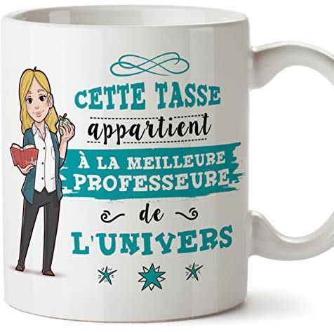 Mugffins Professeure Tasses Originales de café et Petit-déjeuner à Donner Travailleurs Professionnels - Cette Tasse Appartient à la Meilleure Professeure de l'univers - Céramique 350 ML