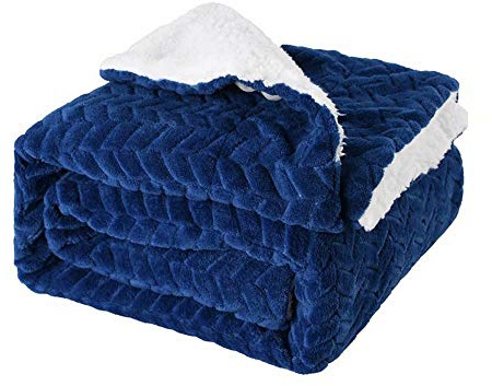 Mantas, Cachemir De Algodón Shu, Sofá, Franela, Edredón Gruesa, Perezoso, Antipilling, Hermoso, De Primera Calidad (150 * 120 Cm) Azul Oscuro