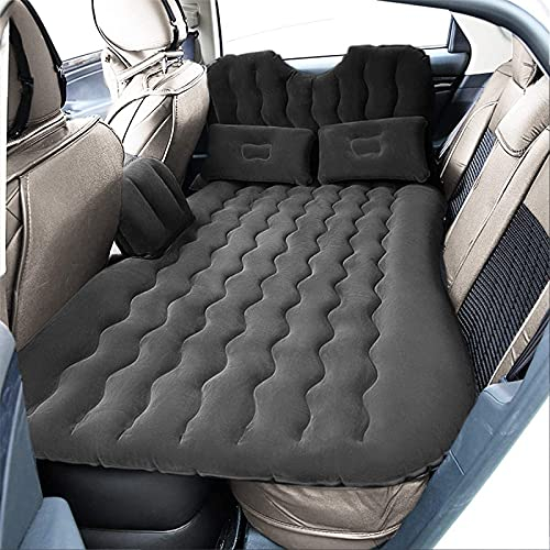 Dioche Aufblasbare Matratze für Auto, Rücksitz, mit Pumpe, Reisematte, für Ruhe, Schlaf, Campingausflüge (schwarz)