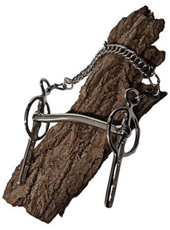 Esposita Liverpool Kandare Stange leicht gebogen aus Edelstahl - 3 Slots, Seitenteile beweglich 19,5cm