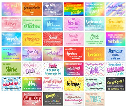 Edition Seidel Set de 40 tarjetas postales de vida y momentos con refranes – Tarjetas con texto – Regalo – idea decorativa, motivación, tarjetas de cumpleaños con imagen divertida tarjeta postal