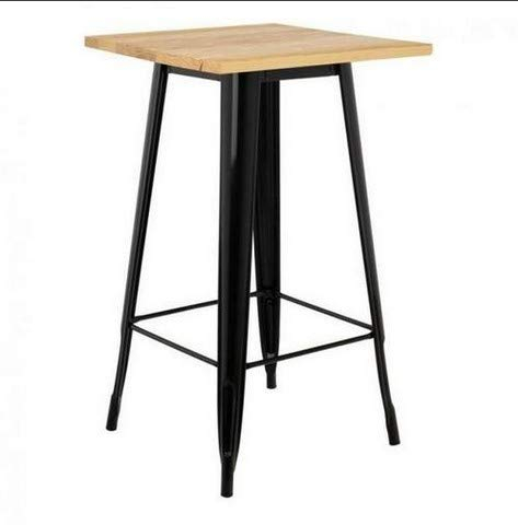 MAYMA Stehtisch, hoch, aus Holz und Metall, 60 x 60 x 110 cm, hoher Tisch, quadratisch, Bistrotisch, trendiges industrielles Design, für 2 bis 4 Personen