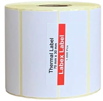 Etichette termiche 75x30 mm su rotolo – Etichette Magazzino Codice a Barre Termica Diretta – 1 rotoli 1000 etichette – Senza nastro – TSC Godex compatibili – Labex Label