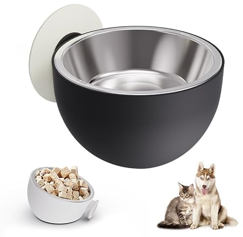 Comedero Bebedero Elevado para Gatos y Perros Cuenco de Comida Ergonómico de Pared Fuerte Sujeción Alivia Dolor Articular Mejora la Digestión Evita Lesiones y Tropiezos Mayor Limpieza (Gris)