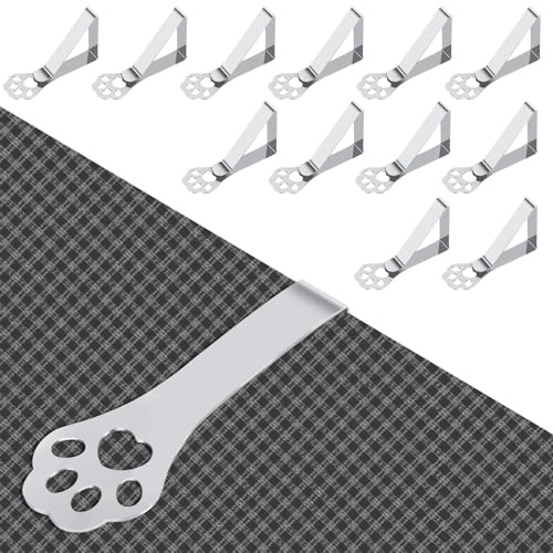 Auauraintt 12 Piezas Pinzas Sujeta Manteles, Pinzas para Manteles de Acero Inoxidable, Cat Claw Clip de Mantel, Sujeta Manteles para Jardín Cocina Boda Fiesta Picnic