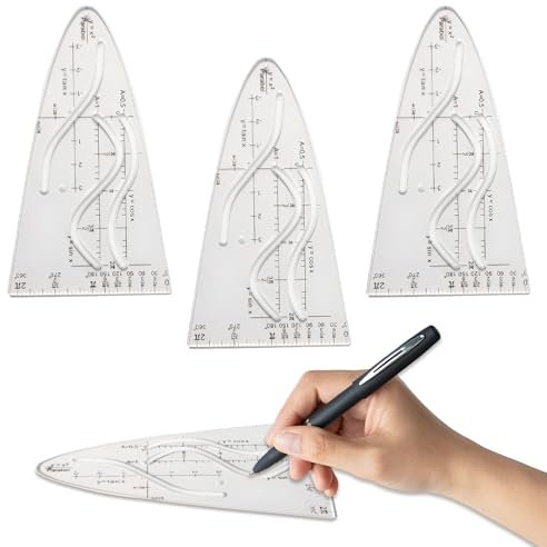3 Stück Parabelschablone,Normalparabel Schablone,Schablone Einheitsparabel,Multifunktionales Normalparabel Schablone,Für Studenten Büro Designer Malerei,Cosinus Tangens
