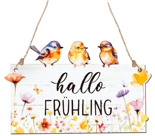 Türschild Willkommen, Holz Herzlich Willkommen Schild Frühling mit Aufhängeschnur, Türschild Türdeko Schild Haustür, Willkommensschild Hängendes Vintage für Garten, Zuhause