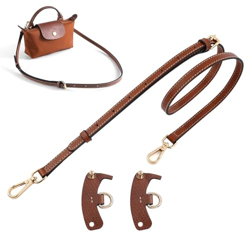 Hwtcjx Longchamp Mini Correa para Bolso Bandolera de Hombro Ajustable con Gancho Giratorio Metálico, 94-114cm, Mujer (Marrón)