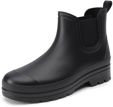 Bruno Marc Botas de Agua PVC Hombre Chelsea Botines de Lluvia Impermeable Antideslizante Jardinería Lavado de Autos y Aire Libre,Size 43,Todo Negro,BMEMRB2501