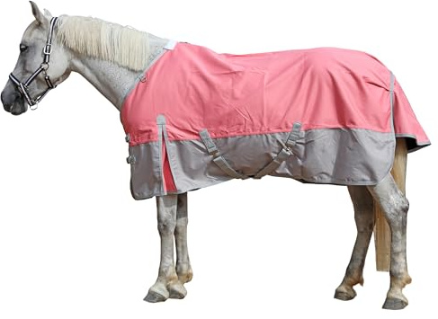 Leberna Manta de lluvia ligera impermeable transpirable para el cuidado de caballos (sin relleno) (rosa y gris, 6 pies 3 pulgadas)