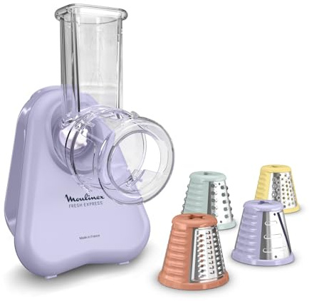 Moulinex Fresh Express, Tritaverdure Elettrico 4 in 1, Sistema per Servire Direttamente, Facile da Pulire e Riporre, Colore Lilla, DK8546