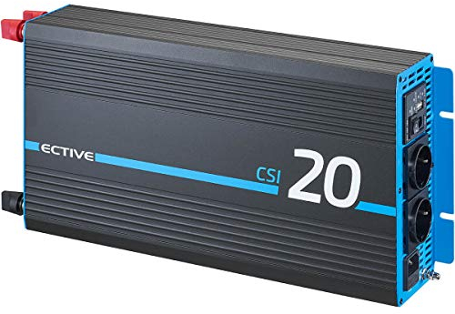 ECTIVE - Wechselrichter 12V auf 230V CSI 20-2000W Reine Sinuswelle - Offgrid-Spannungswandler DC/AC Strom mit USB, Überlast- & Überhitzungsschutz, NSV & USV Funktion und Batterieladefunktion bis 20A