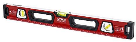 Niveau à bulle magnétique STIER Premium à trois fioles, 600 mm ± 0,5 mm/m