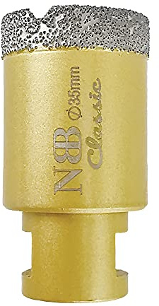NBB Broca de diamante con M14, tipo dorado clásico, corona diamante para taladrar en seco y en húmedo en porcelana dura, cerámica, baldosas, granito, mármol, azulejo, para Amoladora Angular (1, 35mm)