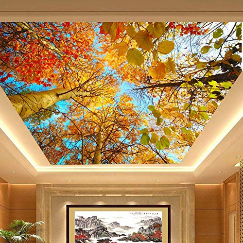 SIBUHUAU Papel tapiz 3D mural hojas de otoño paisaje natural sala de estar dormitorio techo mural decoración papel tapiz para el hogar pared
