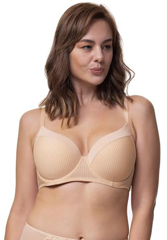 Dorina Dam bygel-BH lätt vadderad, demi t-shirt BH full kupa, Carmen, beige, 100E, Beige, 70E