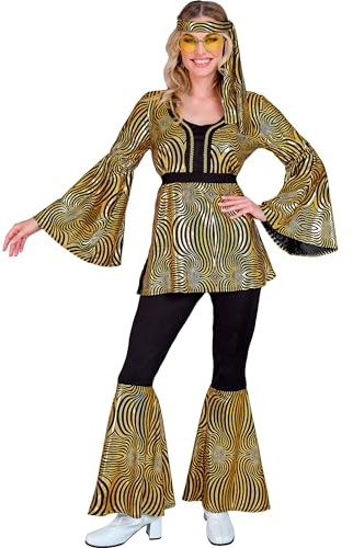 W WIDMANN MILANO Party Fashion - Costume da discoteca anni '70 da donna, outfit retrò con top, pantaloni e fascia per Carnevale e feste