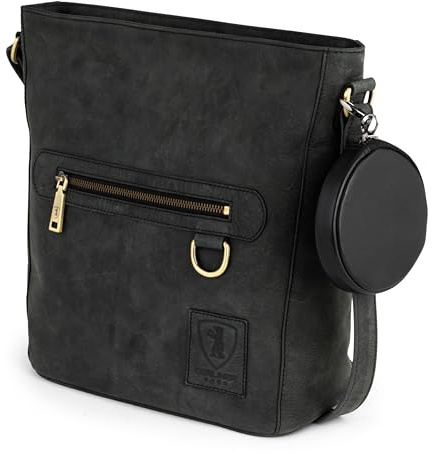 Berliner Bags Vintage Schultertasche Siena, Mittelgroße Umhängetasche aus Leder, Crossbody Bag, Handtasche für Damen - Dunkelgrau