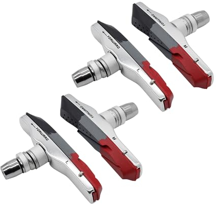 P4B | 2 Paar V-Brake Bremsschuhe Airflow 1 für Felgenbremse in Silber – Silent Stop – Asymmetrisch | Selbstreinigend und optimal bei Nässe Dank Profil im Airflow-Design | Allwetterbremsschuh