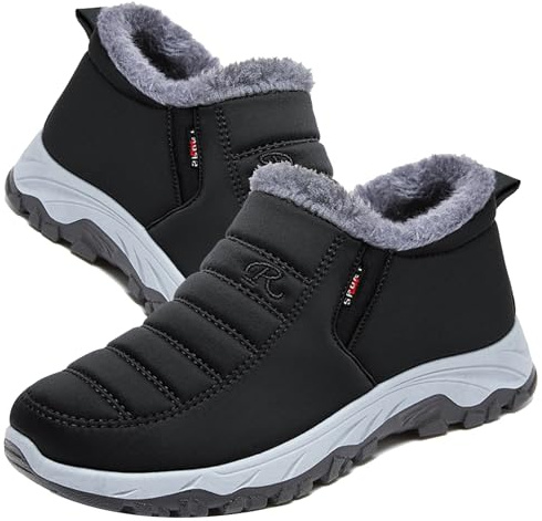 Aocase Chaussures Orthopédiques Homme Bottes d'hiver Femme d'hiver Doublées en Fourrure Chaude Confortables Antidérapantes pour l'extérieur,Men's Black,43/265mm