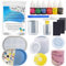 Wealike Gießpulver-Starter-Set,Enthält Gips Zum Gießen 680g,Silikonformen,Grundfarben,Schleifpapier, Mischbecher,30 Minuten entformt,ungiftig,für DIY Geschenkidee – (Terrazzo-Tablett)