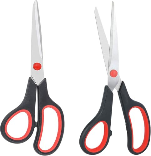 KOLZEMV Easy Grip Scissors 2 pezzi, Set di 2 forbici universali con impugnatura confortevole, forbici, forbici da sarta, Lama in acciaio inox extra affilata e resistente, Forbici per casa e ufficio