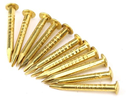 Kodrily Gold Small Nails, 100PCS Hardware Nails Assortment Kit, Round Head Brass Nail, Tiny Finishing Nails Accessories for Household Wood Picture Hanging String Art (15mm Long)