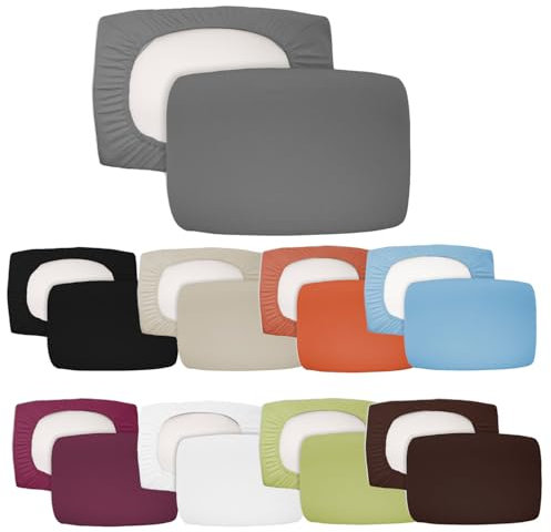 Mojawo 2er Pack Spannbezug Bezug für Orthopädisches Nackenkissen Kissen Baumwolle Elasthan36x50cm bis 40x60cm, Farben:Anthrazit