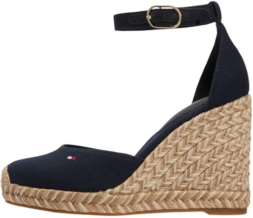 Tommy Hilfiger FW0FW09225 Espadrilles compensées à bout fermé pour femme Flag Espadrilles compensées Bleu (Space Blue), pointure 3,5