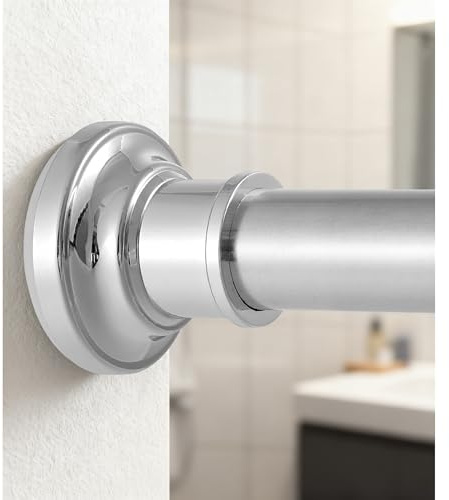 76-123 cm Tringle à rideaux sans perçage, tringle télescopique, tringle de douche pour salle de bain et placards, argent (Diamètre 28 mm)