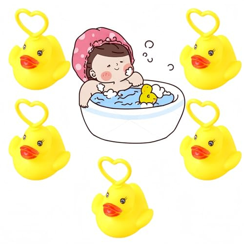 5 Pieces Duck Fishing Toy Billed Duck,Paddling Pool Squeezing Toy with Hook,Pieces Induction Duck Fishing T/oy with Hook,Summer Duck Figures,for Outdoor Party,Bath Fishing Game,Suitable for Boys Girls
