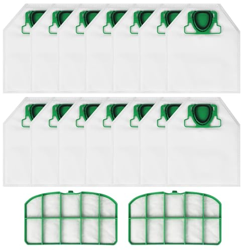 14 Sacchetti per Vorwerk VK200 FP200 Sacchetti per Aspirapolvere, Sacchetti Aspirapolvere per Vorwerk VK200 e 2 Filtri HEPA, Sacchetto per la Polvere in Microfibra