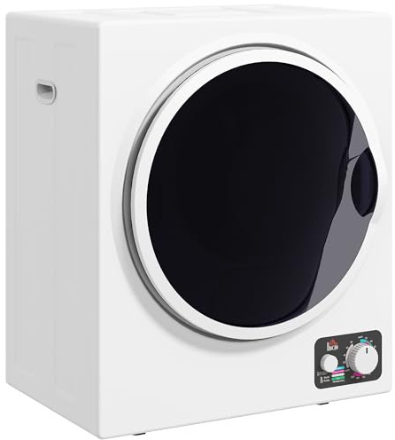 HOMCOM Mini torktumlare 4 kg 4 program upp till 65 ℃ väggmonterad vit | 850 W, fristående, frånluftstork, 2 värmenivåer, sterilisering, trumma i rostfritt stål, torktumlare för kläder, husbilar
