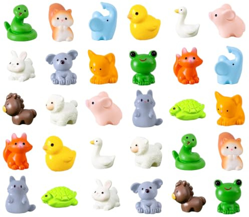 lomdung 30 Piezas Mini Animales de Resina, Resina Mini Figuras, 15 Estilos Minifiguras de Animales, Miniaturas para Jardines Paisajísticos Decoración DIY Acuarios
