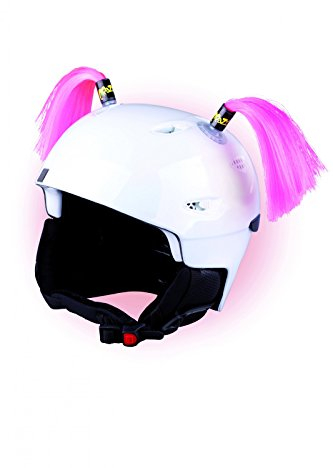Crazy Ears Helm-Accessoires Zöpfe. Ski-Ohren geeignet für Skihelm Motorradhelm Fahrradhelm und vieles mehr. Helm Dekoration für Kinder und Erwachsene, CrazyEars:Zöpfe Pink