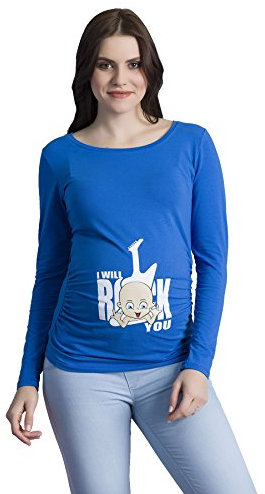 I Will Rock You – mammaskjorta med motiv sweatshirt graviditetströja för graviditet, långärmad, Mörkblå, L